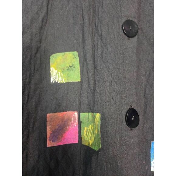 VTG Odile Cotton Eclectic Grandma Art To Wear Hand Painted Jacket Sz. XL - Picture 6 of 9